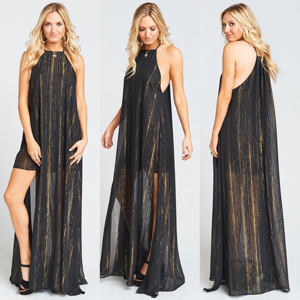 Show me Your Mumu Bronte maxi dress black/gold NWT